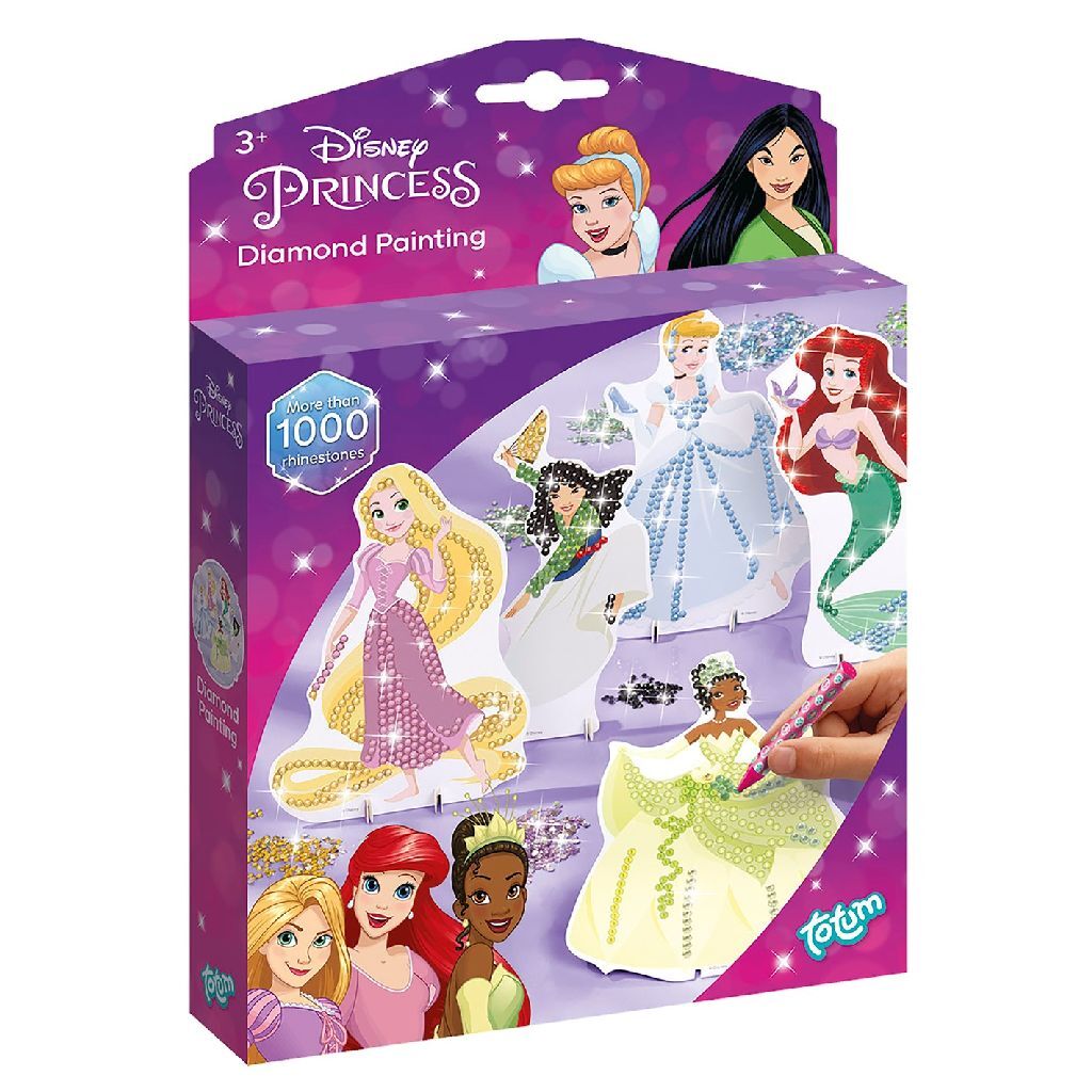 Totum disney princess knutselset 5 fashion prinsessen versieren met 1000+ strass steentjes - diamond painting knutselen creatief speelgoed