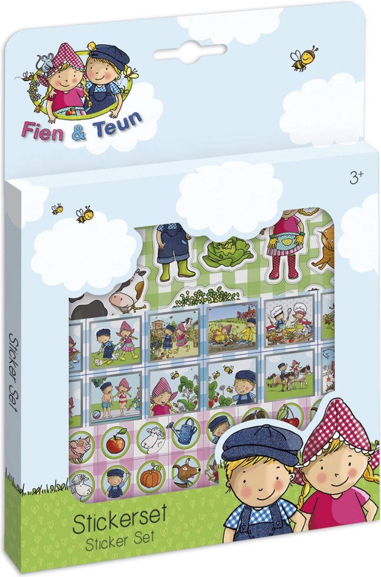 Fien teun stickers - 3 stickervellen met speelachtergrond - creatief speelgoed - boerderij - bambolino toys - vanaf 3 jaar