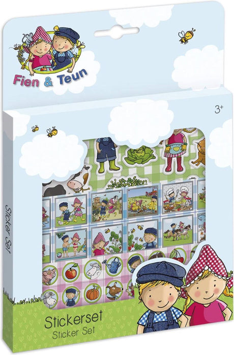 Fien teun stickers - 3 stickervellen met speelachtergrond - creatief speelgoed - boerderij - bambolino toys - vanaf 3 jaar