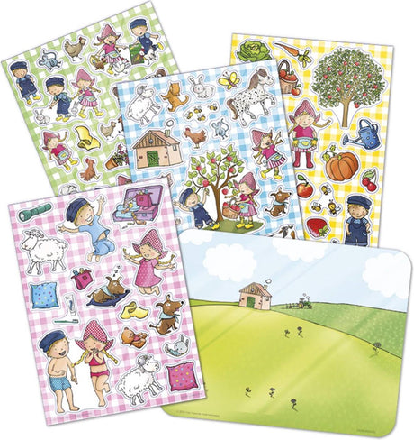 Fien teun raamstickers, niet permanente verplaatsbare stickers - met speelachtergrond - vanaf 3 jaar - bambolino toys