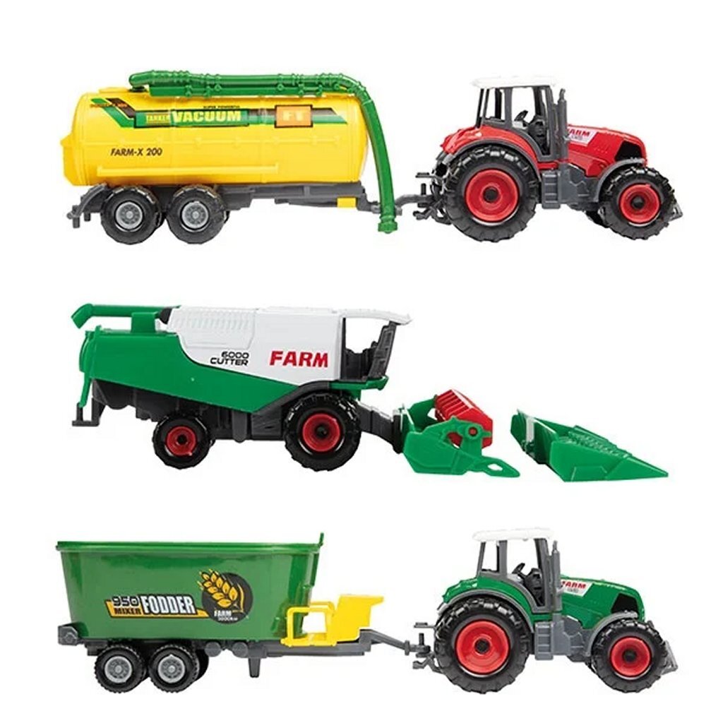 Toi-toys metal tractor met aanhanger, 6dlg.
