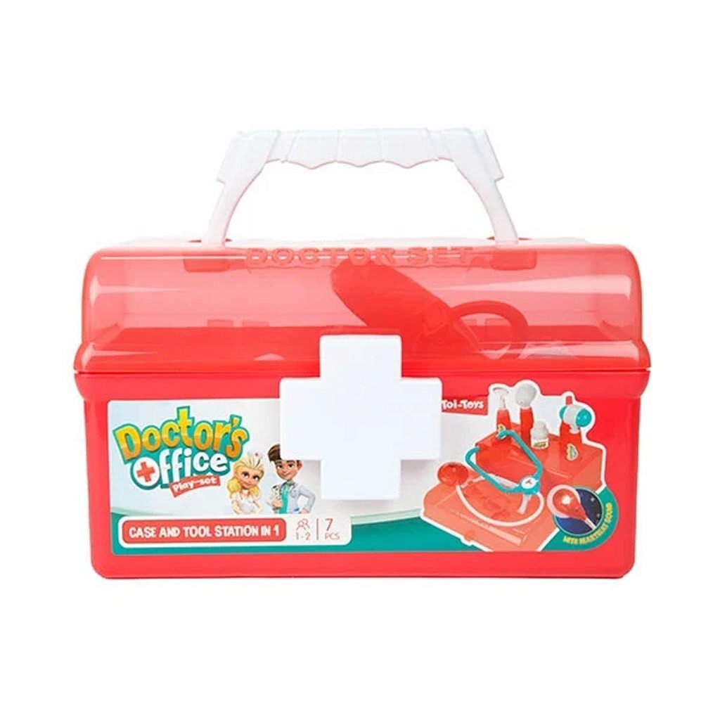 Toi-toys dokterskoffer rood met accessoires, 7dlg.