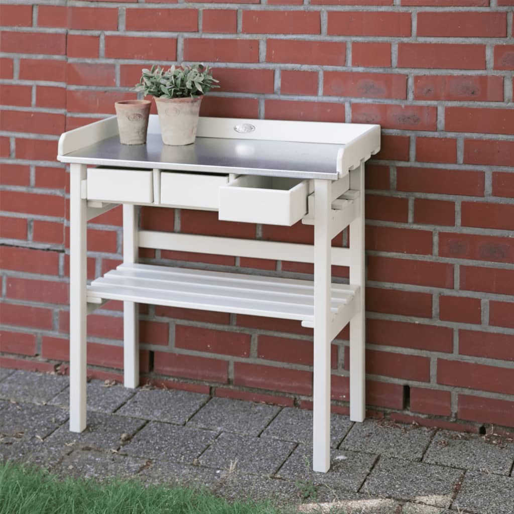 Esschert design esschert design tuinwerktafel met lades (wit) cf29w