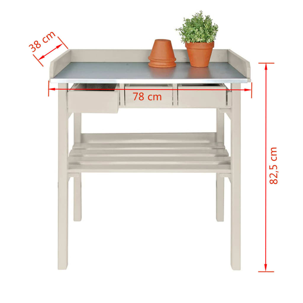 Esschert design esschert design tuinwerktafel met lades (wit) cf29w