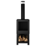 Esschert design tuinhaard met houtopslag zwart ff410