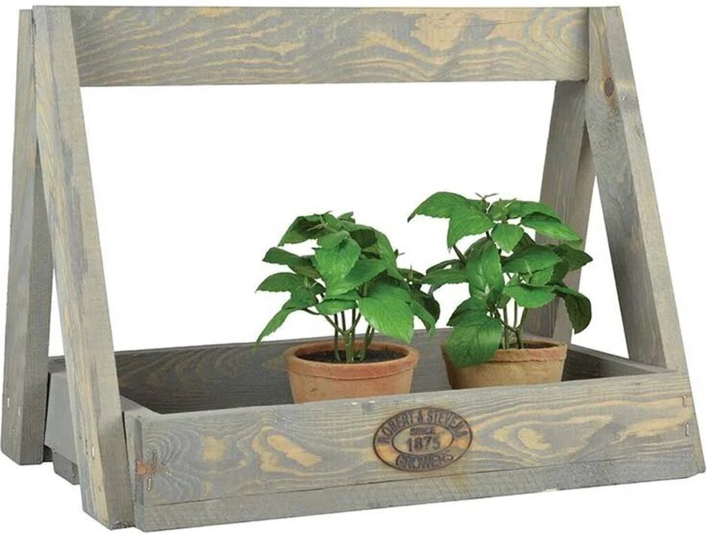 Esschert design houten plantenrek 29x39.2x28.9 cm grijs