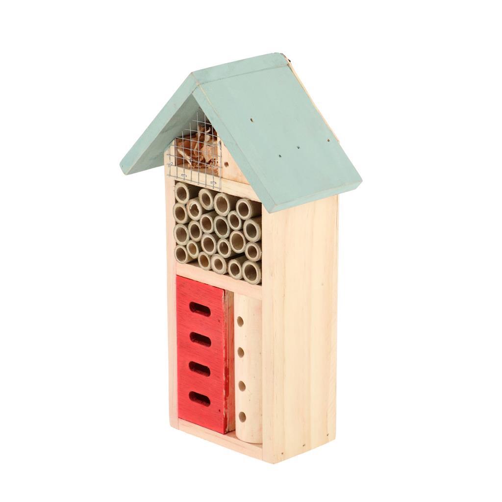 Esschert design houten insectenhotel 9x15x26 cm naturel mintgroen rood