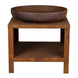Esschert design vuurschaal met houtopslag 62 cm roestkleurig