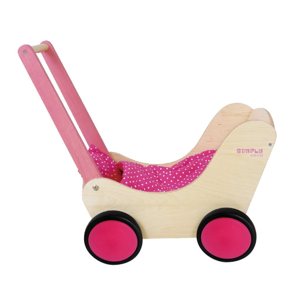 Simply for kids simply for houten poppenwagen roze