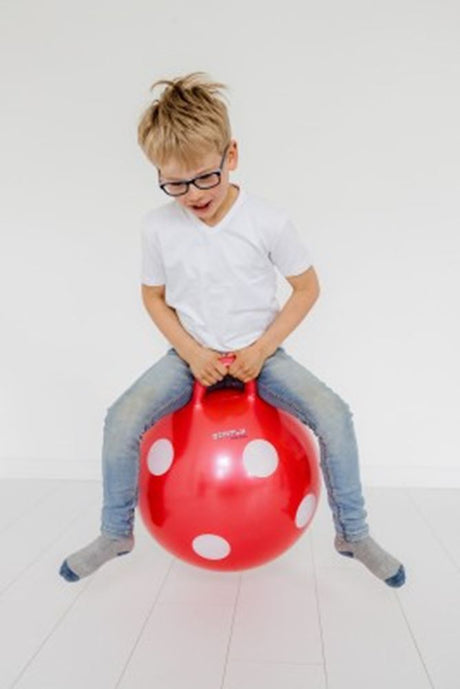 Skippybal rood met witte stippen. 50 cm