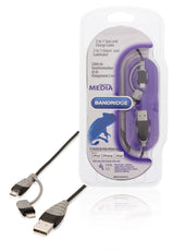 Bandridge bandridge bbm39400b10 2-in-1 data en oplaadkabel usb micro-b male + lightningadapter a male 1.00 m zwart