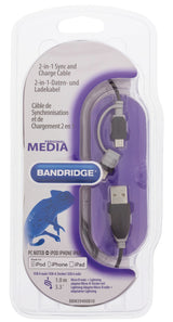 Bandridge bandridge bbm39400b10 2-in-1 data en oplaadkabel usb micro-b male + lightningadapter a male 1.00 m zwart