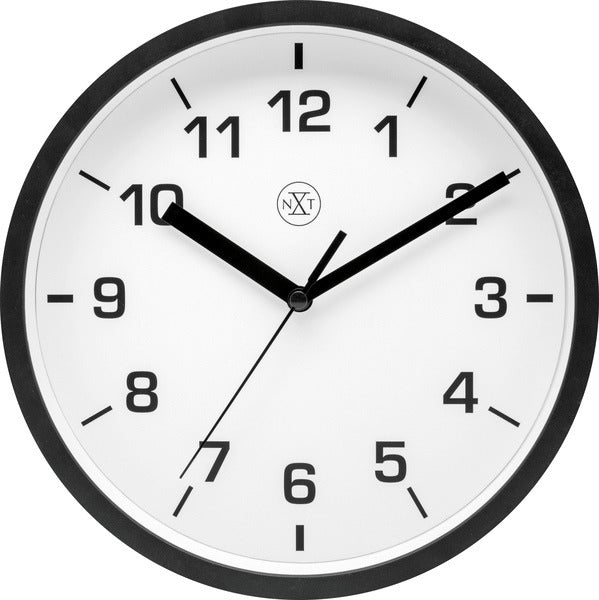 Nextime nextime nx-7321zw wandklok nxt diameter 20cm kunststof zwart, witte wijzerplaat