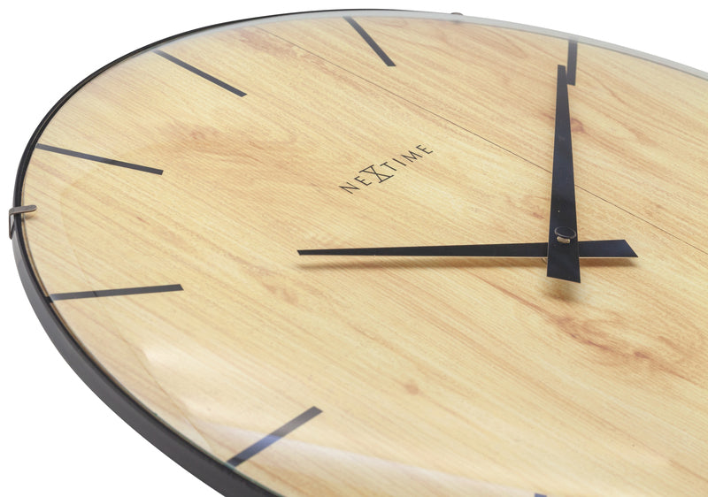 Nextime nextime ne-3249 wandklok edge-wood-dome dia 35cm kunststof licht bruin