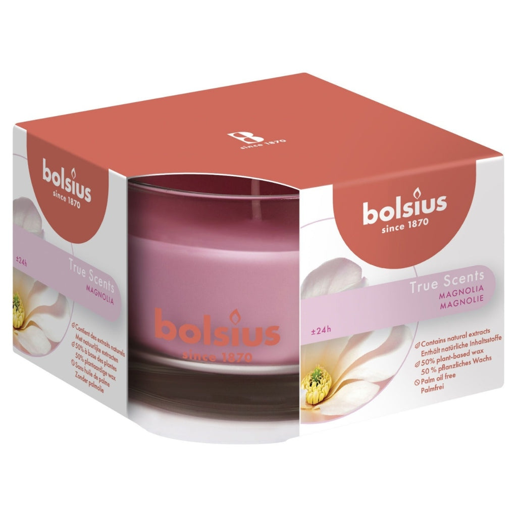 Bolsius true scents magnolia geurkaars in glas 6,3x9 cm 40 branduren