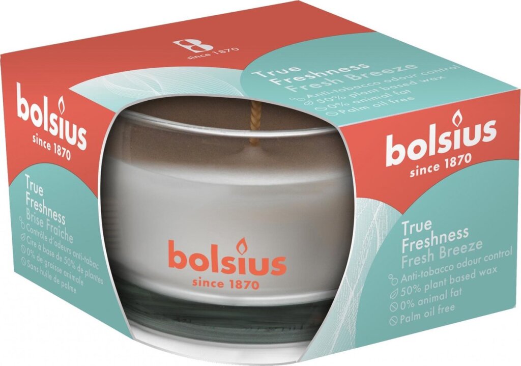 Bolsius geurkaars true freshness fresh breeze 8 cm glas decoratie sfeer kaars