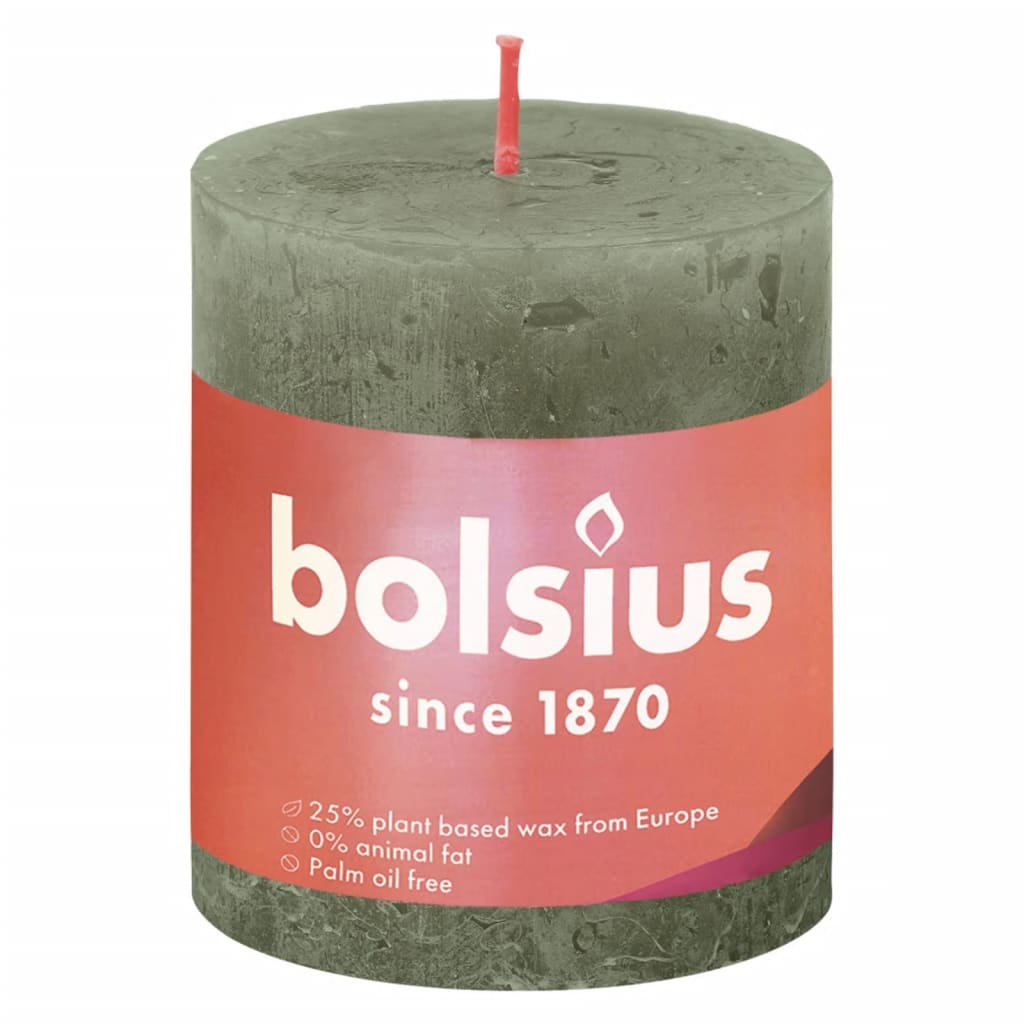 Bolsius Bolsius Stompkaarsen Shine 4 st rustiek 80x68 mm fris olijfkleurig