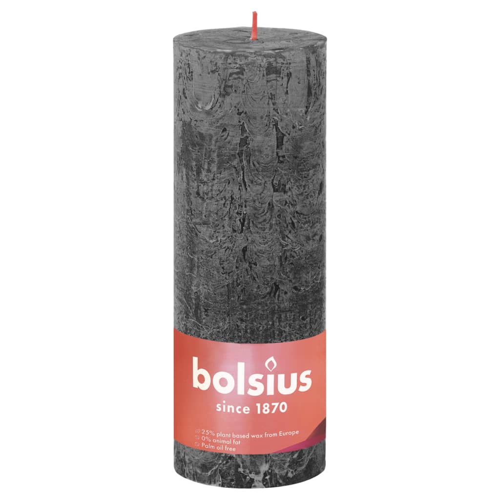 Bolsius Bolsius Stompkaarsen Shine 4 st rustiek 190x68 mm stormgrijs