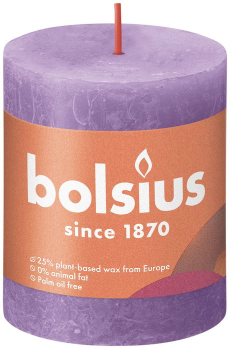 Bolsius rustiek stompkaars 80 68 - vibrant violet