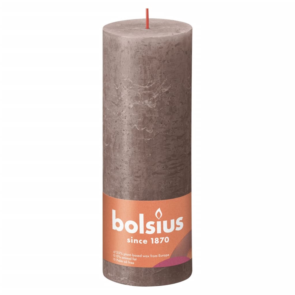 Bolsius stompkaarsen shine 4 st rustiek 190x68 mm rustiek taupe