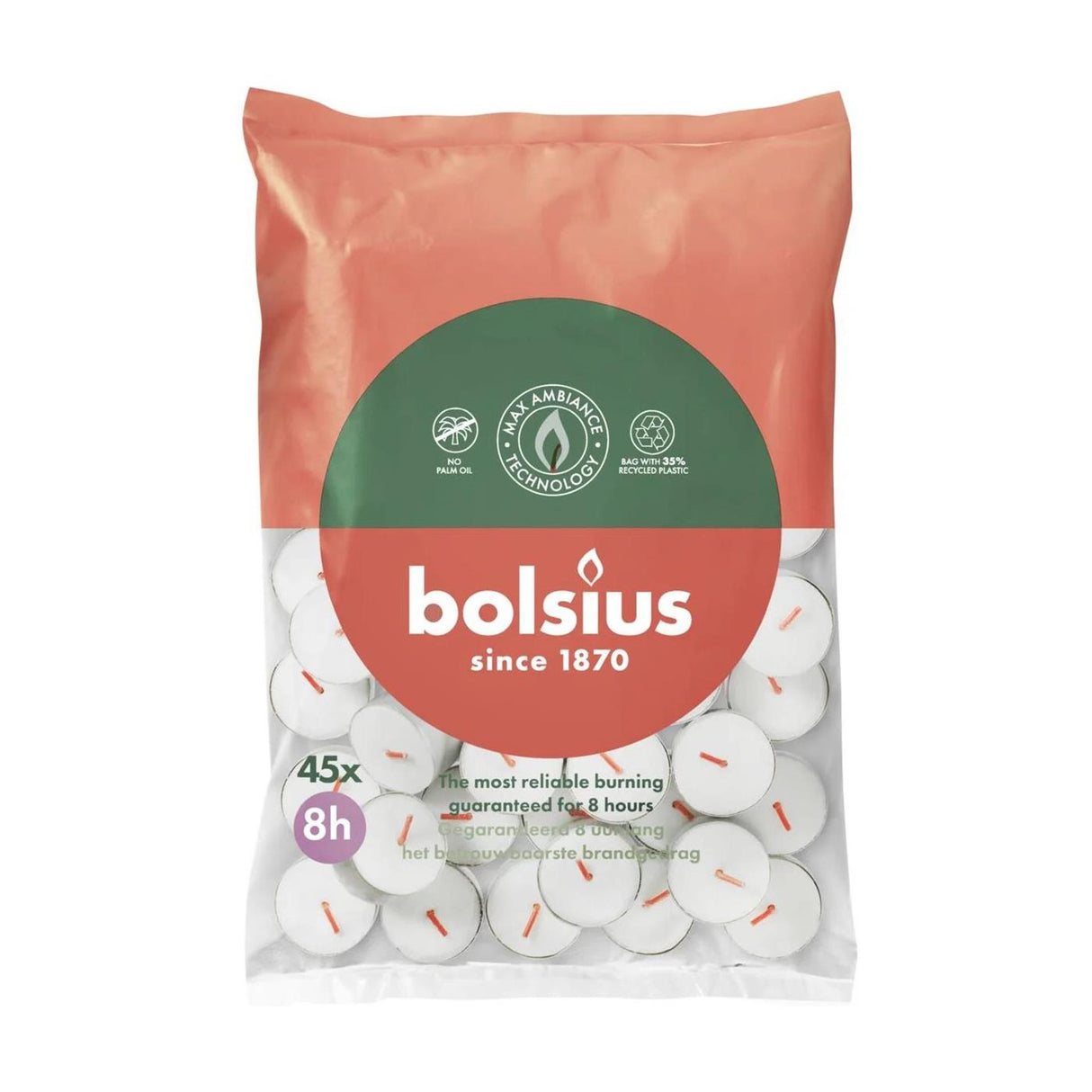 Bolsius theelichten 8 uur zak a 45 stuks
