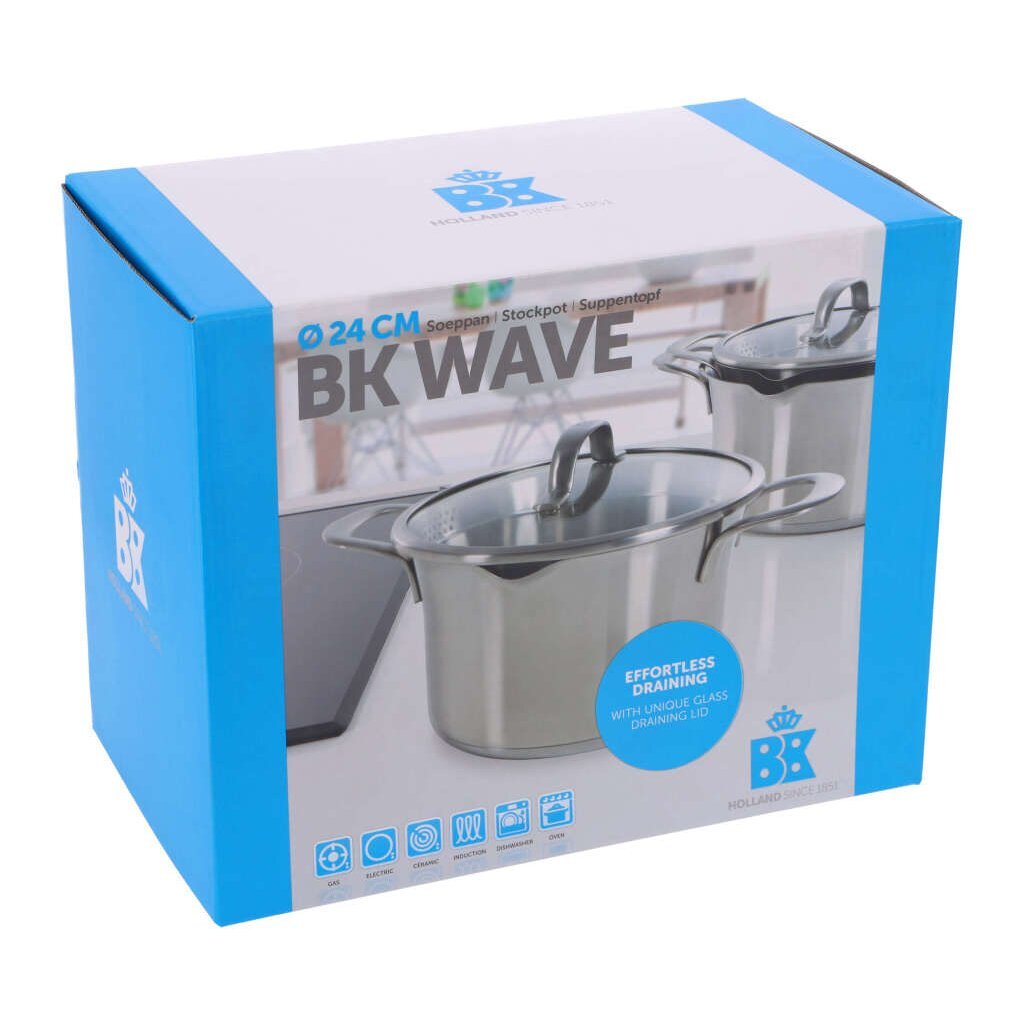 BK BK Wave Soeppan 24 cm RVS Glas