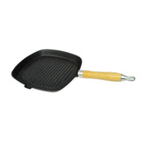 Vidaxl grillpan met houten handvat gietijzer 20x20 cm