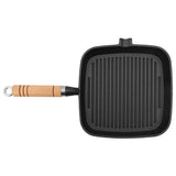 Vidaxl grillpan met houten handvat gietijzer 20x20 cm