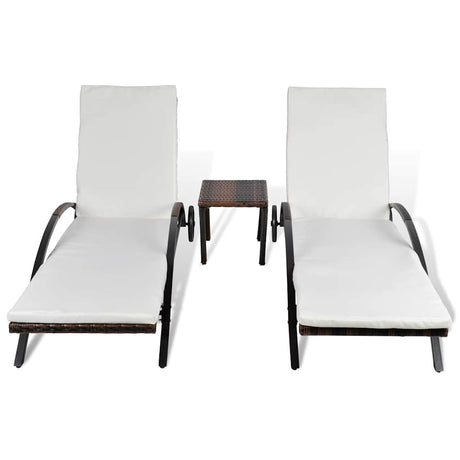 Vidaxl ligbedden met tafel poly rattan bruin