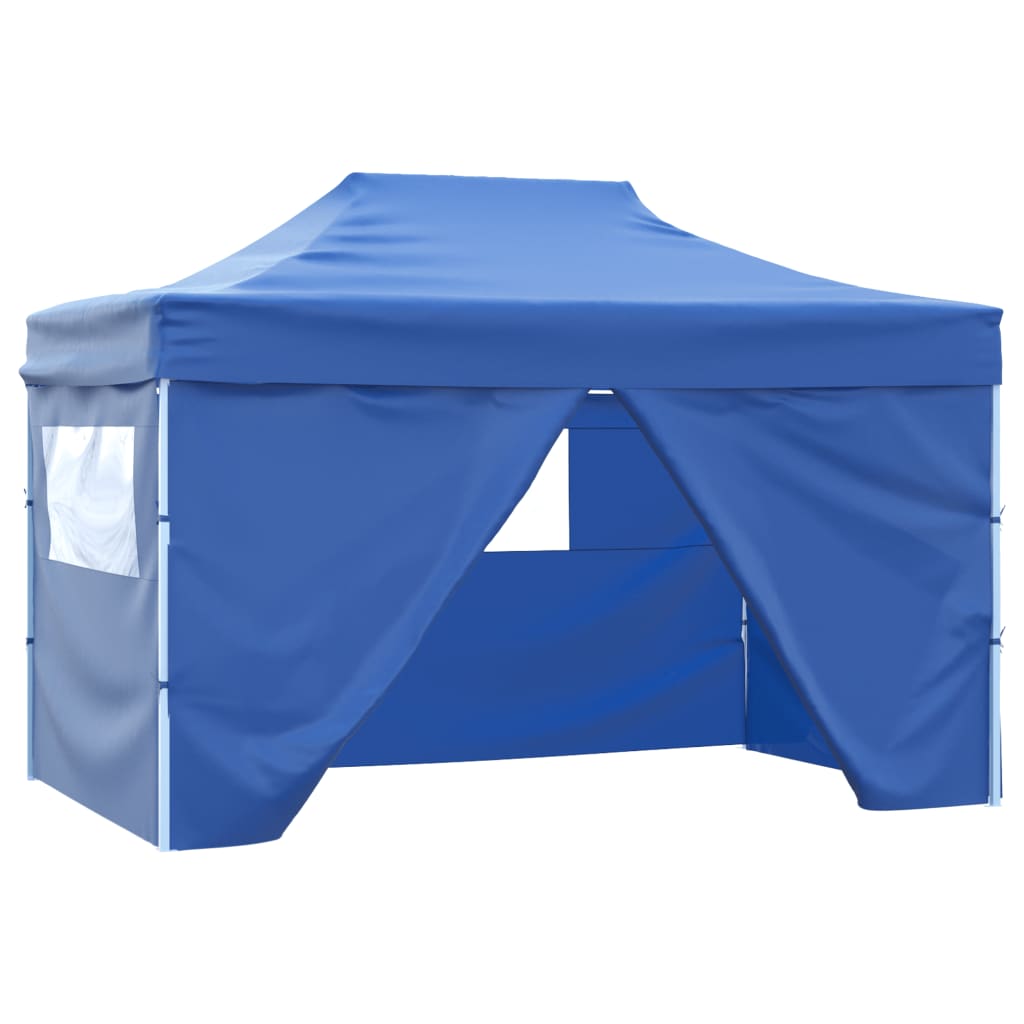 Vidaxl vouwtent pop-up met 4 zijwanden 3x4,5 m blauw