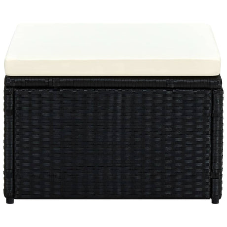 Vidaxl voetenbank poef zwart 53x53x30 cm poly rattan