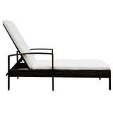 Vidaxl ligbed met kussen poly rattan bruin