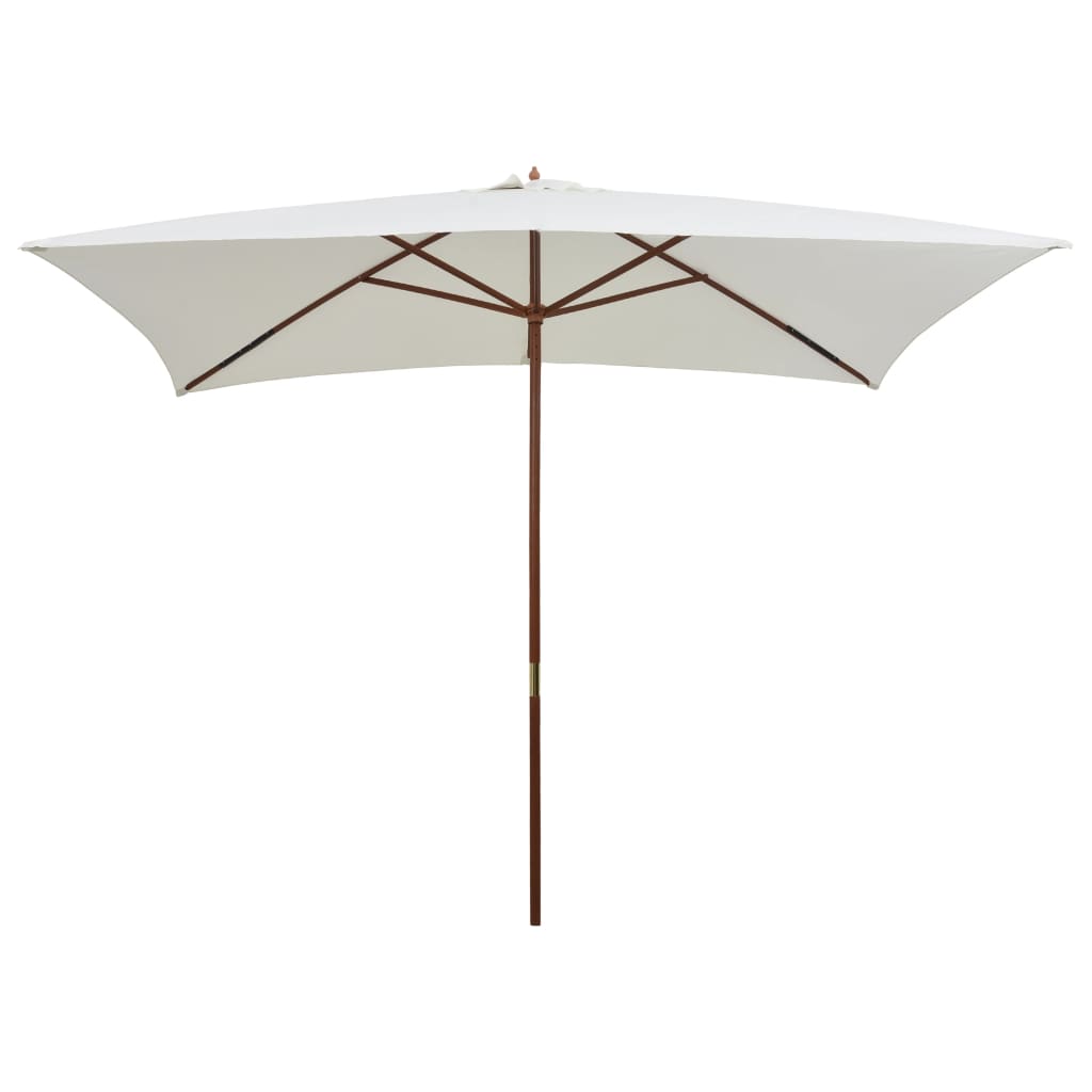 Vidaxl parasol met houten paal 200x300 cm crèmewit