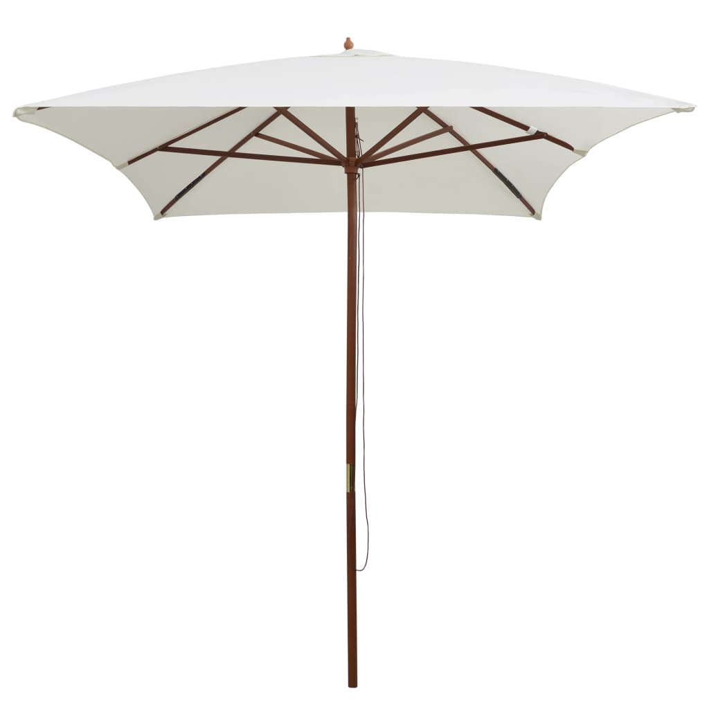 Vidaxl parasol met houten paal 200x300 cm crèmewit