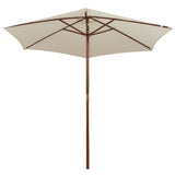 Vidaxl parasol 270x270 cm houten paal crèmewit