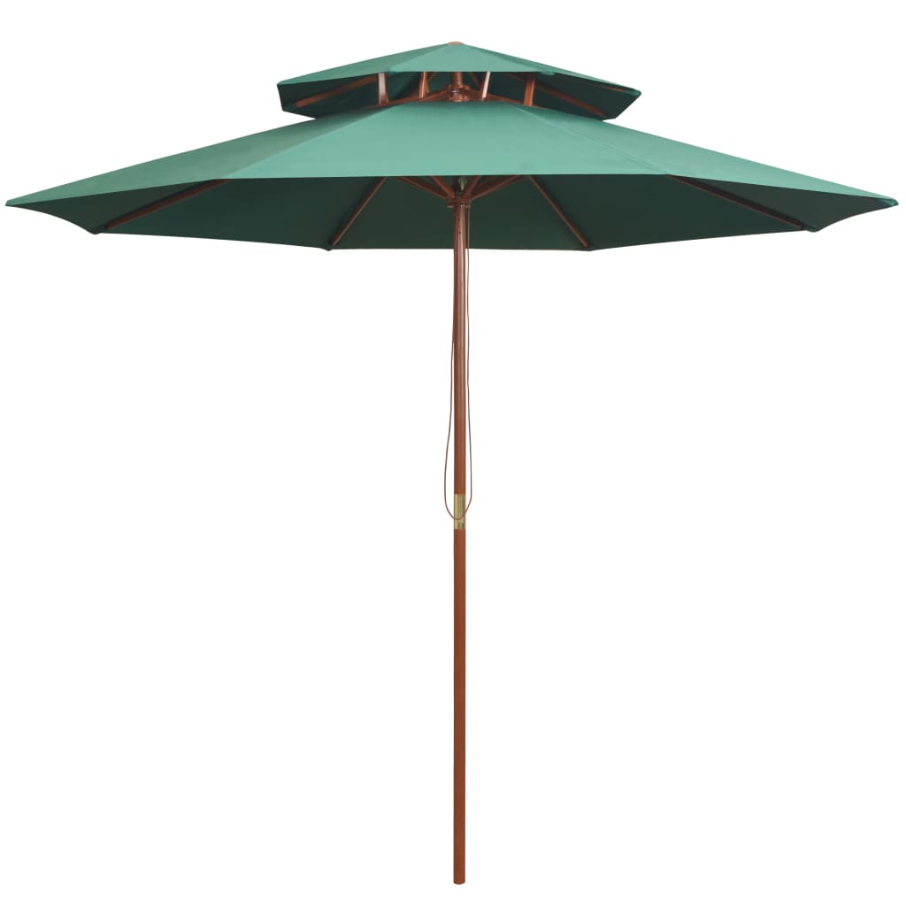 Vidaxl dubbeldekker parasol 270x270 cm houten paal groen