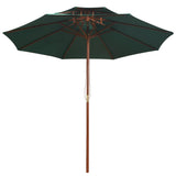 Vidaxl dubbeldekker parasol 270x270 cm houten paal groen