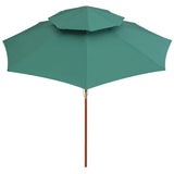 Vidaxl dubbeldekker parasol 270x270 cm houten paal groen