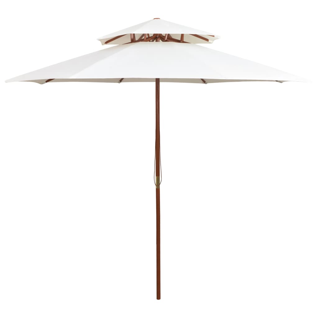 Vidaxl dubbeldekker parasol 270x270 cm houten paal crèmewit