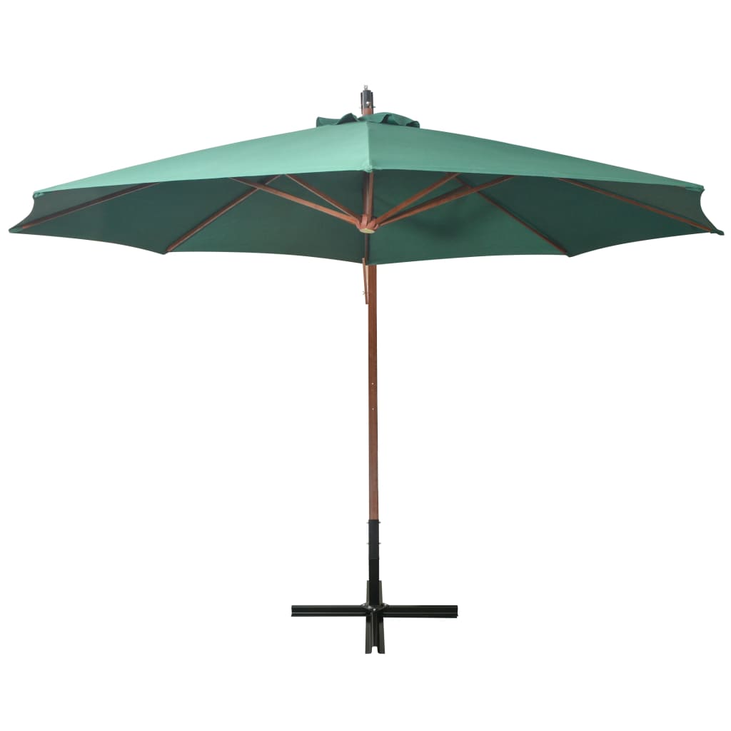 VidaXL Zweefparasol 350 cm houten paal groen