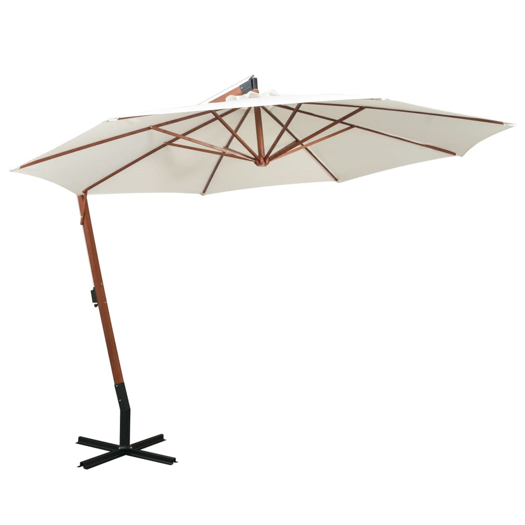 Vidaxl zweefparasol met houten paal 350 cm wit