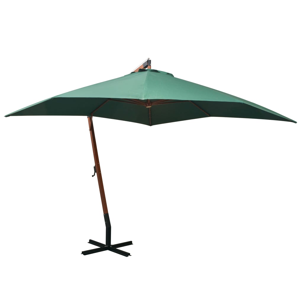 Vidaxl zweefparasol met houten paal 300x300 cm groen