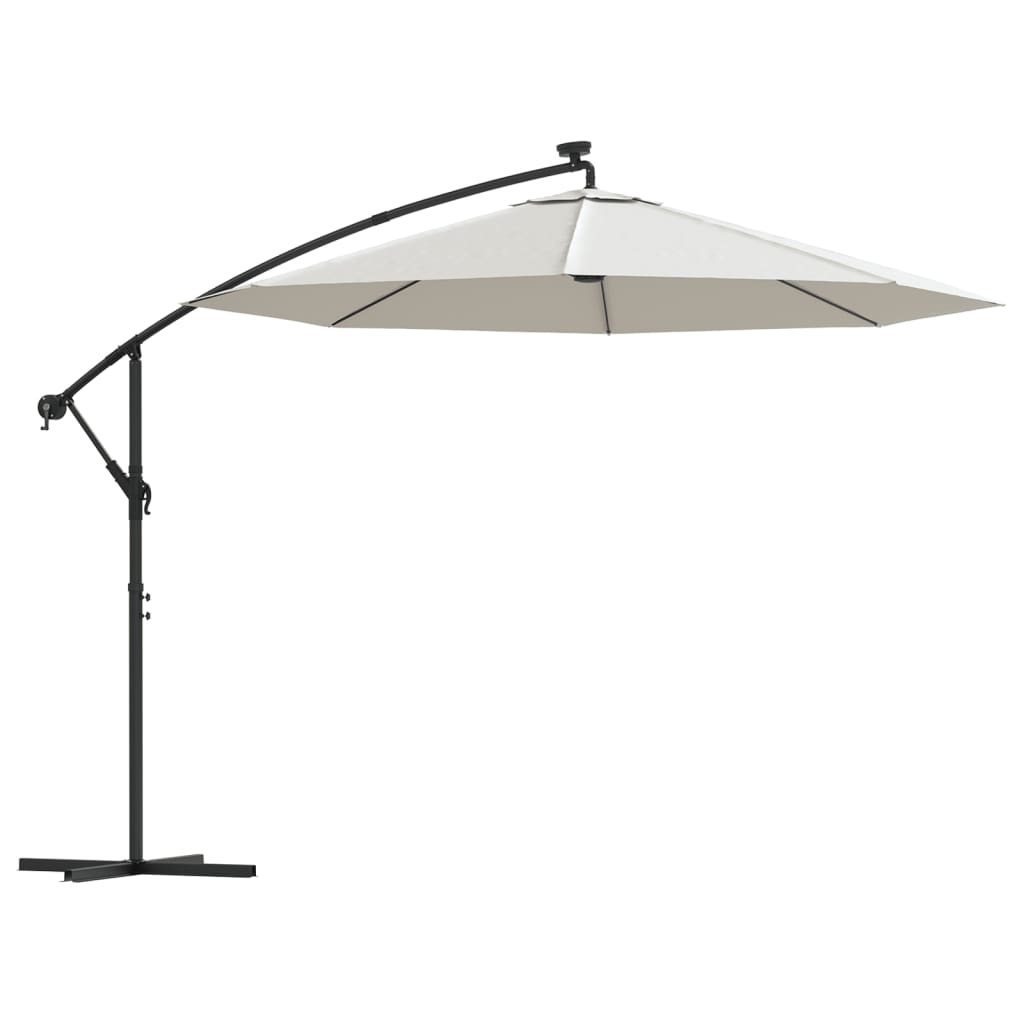 VidaXL Zweefparasol met LED-verlichting en metalen paal 300 cm zand