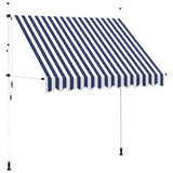 Vidaxl luifel handmatig uittrekbaar 250 cm blauw en witte strepen