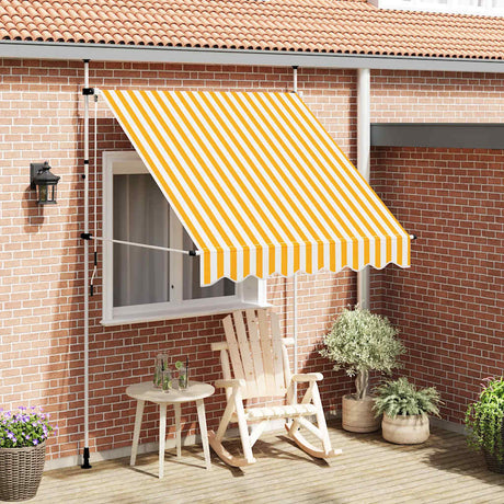 Vidaxl luifel handmatig uittrekbaar 200 cm oranje en witte strepen