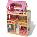 Vidaxl poppenhuis 3 verdiepingen 60x30x90 cm hout