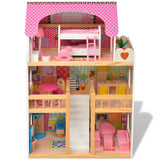 Vidaxl poppenhuis 3 verdiepingen 60x30x90 cm hout