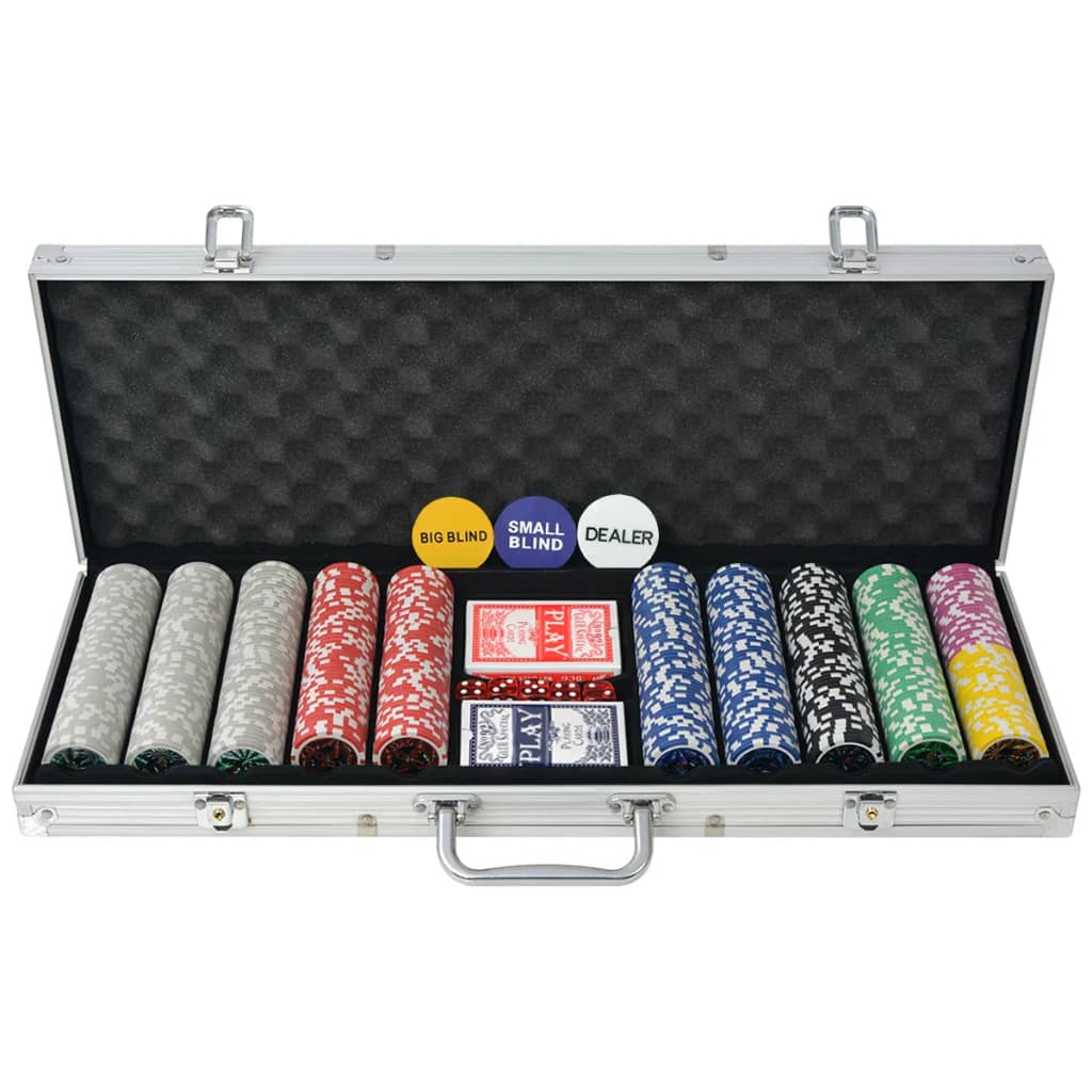 VidaXL Pokerset met 500 chips aluminium