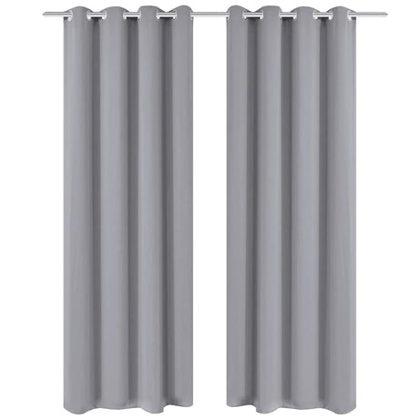 Vidaxl gordijn met metalen ringen verduisterend 270x245 grijs