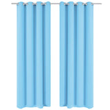 Vidaxl gordijnen met metalen ringen verduisterend 135x175 turquoise 2 st